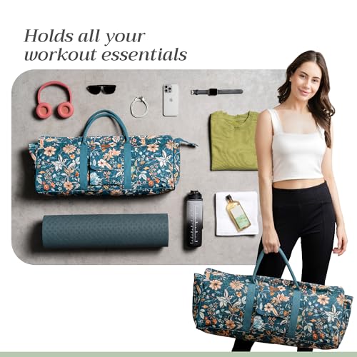 Maison d' Hermine Yoga Mat Duffle Bag Gym Tote Yoga Mat Carry Bag - color: Luxury Loft - Dark Teal, style: Yoga Mat Tote
