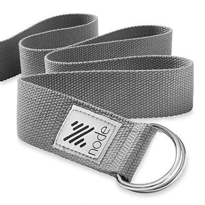 7-1/2' Yoga Strap for Stretching, Woven Cotton Blend Yoga Strap with Adjustable D-Ring Buckle for Exercise, Therapy and Fitness - color: Gray