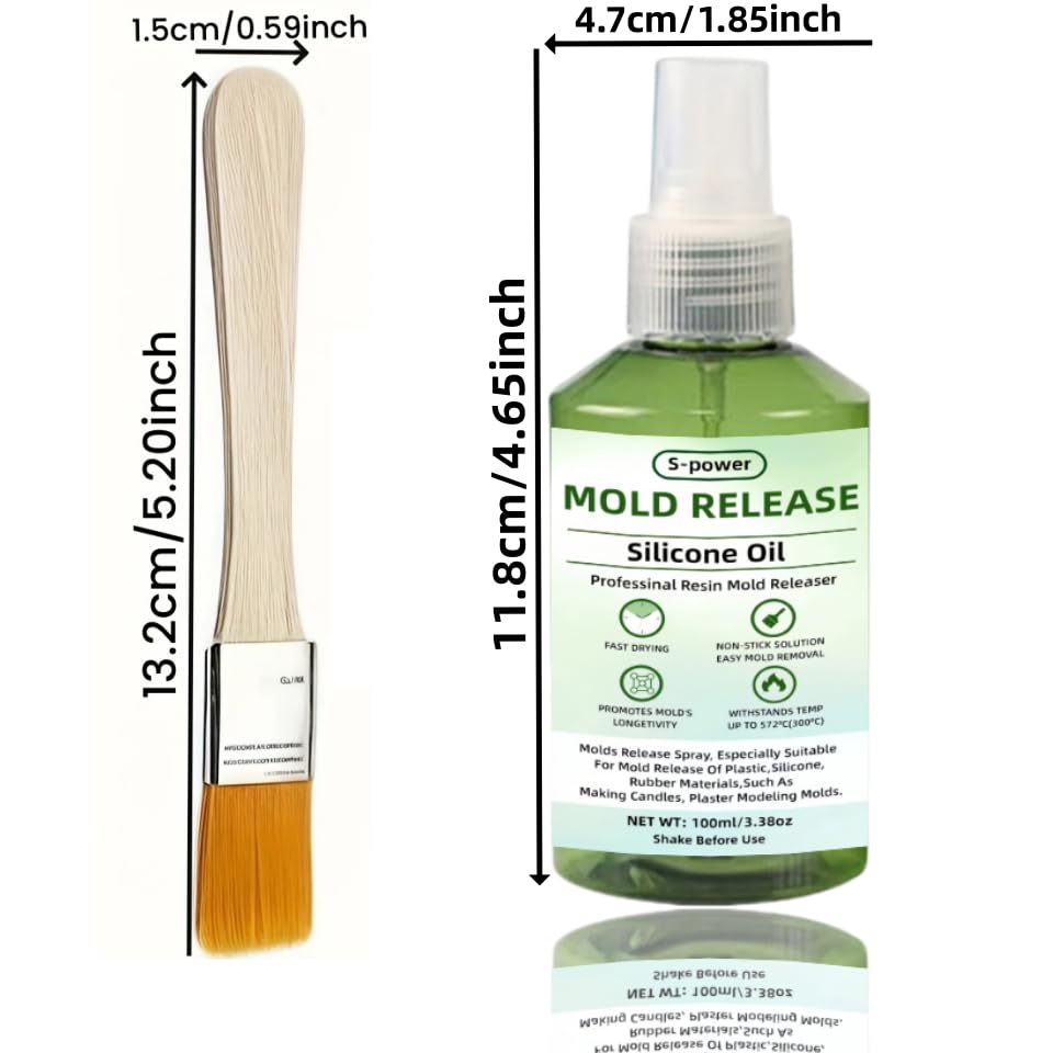 Professional Mold Release Spray for Candle Making & Epoxy Resin | Fast-Drying Silicone Formula | Non-Stick Extends Mold Life | Withstands 500°F | 3.38oz/100ml
