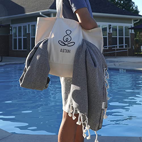 ATANI Turkish Beach Towel, Converts to a Bag, Oversized 100% Cotton Bath Towels Lightweight Quick-Dry Beach Blanket for Travel, Picnic, Camping, Yoga and Pool (Black + Bag, 35 inc x 69 inc) - color: Black + Bag, size: 35 inc x 69 inc