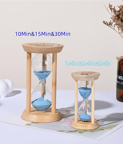 Mini Wooden Sand Timers,100% Bamboo Hourglass Sand Timers 1Min Sandglass Timer for Toothbrush Timer Games Classroom Home Office Cooking（Blue+1Min） - color: Blue, size: 1Min