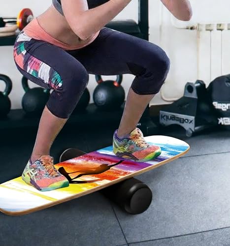 Balance Board Surf Trainer with Adjustable Stoppers - 2 Different Distance Options Balance Board for Surfing, Snowboarding, Skiing, Skateboarding, 300lbs Capacity - color: surfing