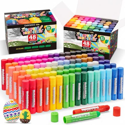 96 Pack Tempera Paint Sticks,48 Colors Washable Paint Sticks for Kids,Non-Toxic,90s Quick Drying, Allergen Free and High Coverage Solid Tempera Paint Stick,Ideal Gifts for Kids and Toddlers - color: (12 Classic+12 Metallic+12 Pastel+12 Neon)×2