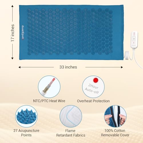 Comfytemp Heated Acupressure Mat for Back, FSA Eligible Heating Pad 17"x33"