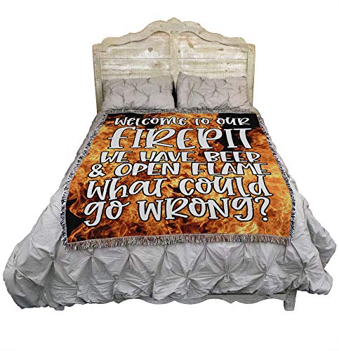 Pure Country Weavers Welcome to Our FirePit Blanket - Gift Tapestry Throw Woven from Cotton - Made in the USA (72x54) - color: Firepit