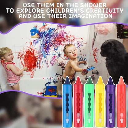 Epakh 24 Pieces Washable Crayons for Toddlers and Kids Easy Clean Colorful Crayons Shower Markers Toys Paint Art Supplies