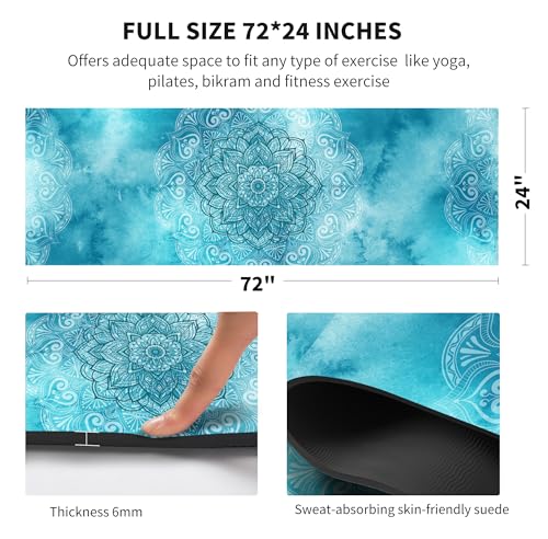 nuveti Yoga Mat Print Extra Thick TPE Non Slip Fitness Exercise Mat with Carrying Bag,72"x24" Extra Thick 6MM Exercise & Workout Mat for Yoga, Pilates Fitness and Floor Exercises - color: ManTuoLuo3