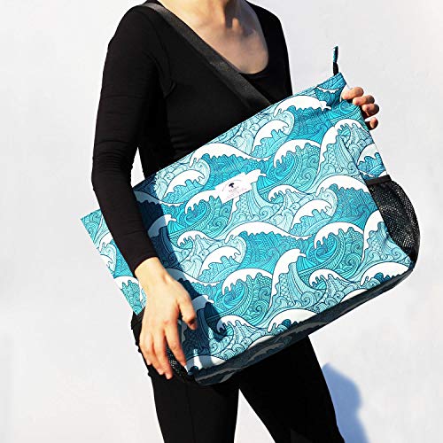 ESVAN LARGE BEACH BAG Water Resistant Lightweight 20 inch Women Oversize Tote Bag for Gym Beach Travel Pool Yoga Nurse - color: Wave
