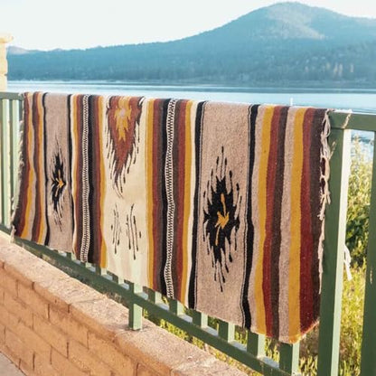 WP West Path Mexican Throw Blanket - Cabin/Southwest Diamond Blanket Rug - Baja Oaxacan Home Decor (Queen) - size: Queen