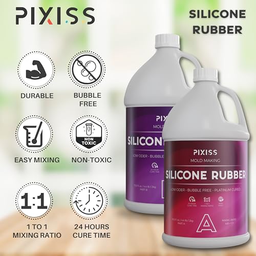 Silicone Mold Making Kit Liquid Silicone Rubber (25 kg/6 Gallon Kit) with Accessories Kit (3-Pack) - Mixing Ratio 1:1 - Bubble Free Translucent Clear Silicone Mix for Silicone Rubber Mold Making - size: 25kg Kit