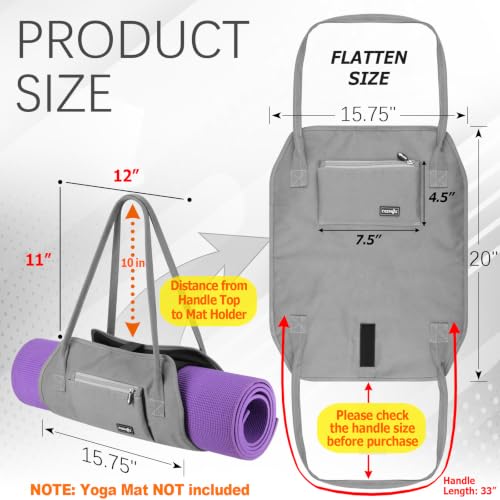 Cosmos Exercise Yoga Mat Carrying Shoulder Strap Bag with Internal and Outside Storge Pocket (Yoga Mat is NOT Included)