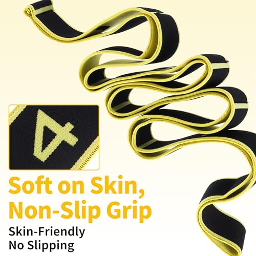 Stretch Strap, Yoga Stretching Band, Elastic Stretching Strap, Yoga Stretch Strap with 8 Loops, for Effective Stretching - color: Yellow