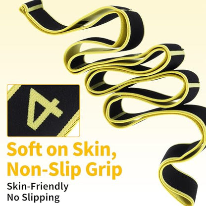 Stretch Strap, Yoga Stretching Band, Elastic Stretching Strap, Yoga Stretch Strap with 8 Loops, for Effective Stretching - color: Yellow
