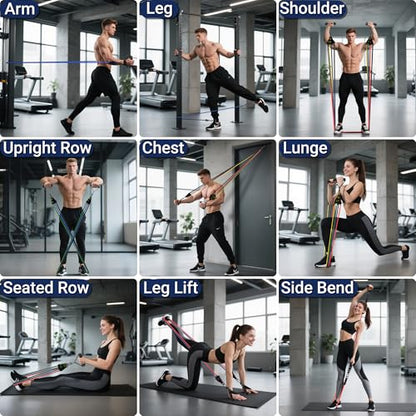 READAEER Resistance Bands, 10-150 LBS Exercise Bands with Handles, Ankle Straps & Door Anchor, Adjustable Workout Bands for Full Body Strength Training, Home, Gym & Travel - size: 25-300LBS