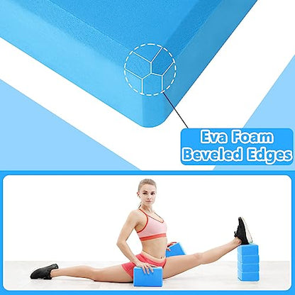 Honoson 20 Pcs Yoga Blocks Bulk 9''x6''x3'' High Density EVA Foam Blocks for Exercise Pilates Meditation, Lightweight Non-slip Surface, Improve Strength Balance Flexibility - color: Dark Blue