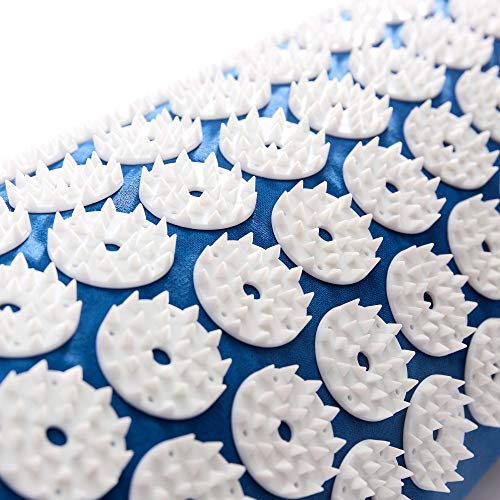 #DoYourFitness Acupressure Mat and Pillow Set - Relieves Stress, Back, Neck, and Sciatic Pain - Comes with a Vinyl Carry Bag for Storage and Travel - Blue