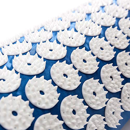 #DoYourFitness Acupressure Mat and Pillow Set - Relieves Stress, Back, Neck, and Sciatic Pain - Comes with a Vinyl Carry Bag for Storage and Travel - Blue
