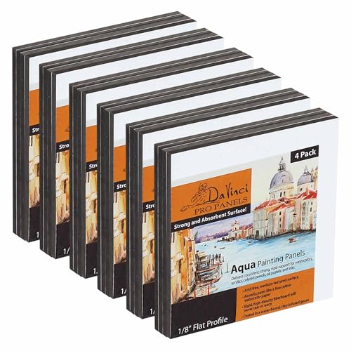 Jerry's Artarama Da Vinci Aqua Pro Panels - 5x5 - Pack of 24-1/8" Thick Rigid Watercolor Board with Acid-Free Surface, Clay-Infused Gesso, Ideal Watercolor Boards for Painting Mixed Media - size: 5x5" - Pk of 24