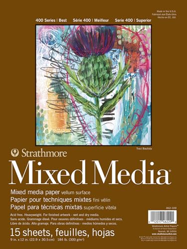 Strathmore Mixed Media Vellum Paper Pad 9"X12"-15 Sheets -62462109, White - color: White, size: 9 x 12 inches