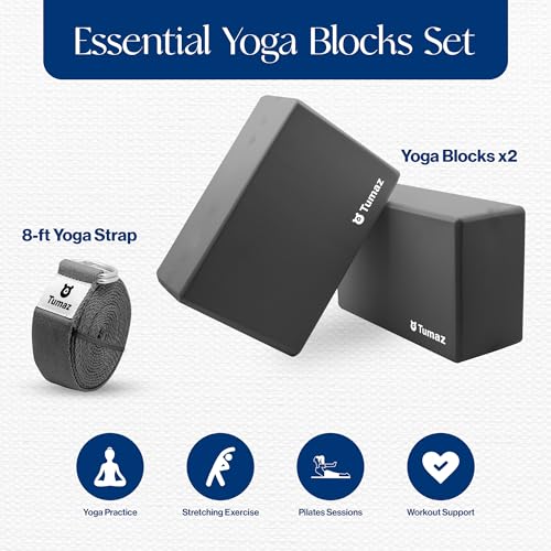 Tumaz Non-Slip Yoga Blocks，High-Density EVA Foam 2 Pack for Yoga & Pilates - color: gray