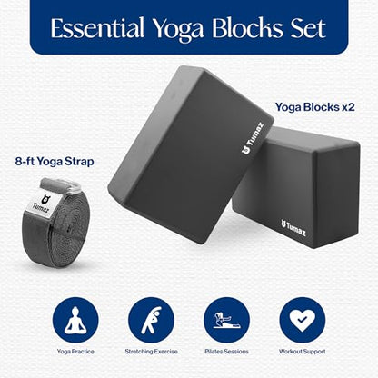 Tumaz Non-Slip Yoga Blocks，High-Density EVA Foam 2 Pack for Yoga & Pilates - color: gray