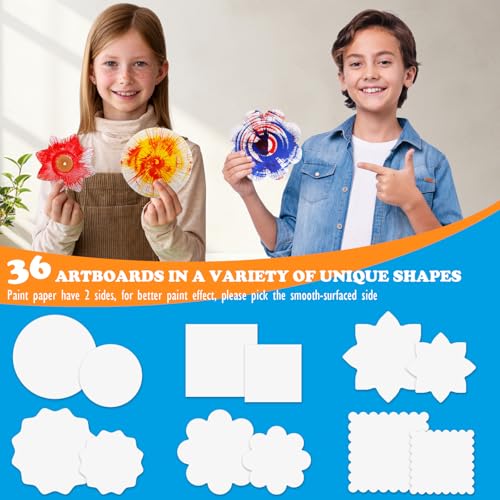 Spin Art Machine for Kids, Paint Spinner Arts & Crafts Gift Kit, Ages 4-12 | Includes machine, 36 artboards, 7 washable paints & splatter guard. Easy-clean, screen-free STEAM gift for girls & boys - color: Blue