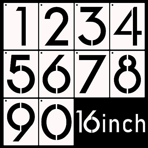 DXCYZ 16 Inch Large Number Stencils Kit 0-9 Address Number Stencil, 10PCS Reusable Plastic Painting Number Templates for Mailbox Signs, Door, Cars, Trucks, Home, Window (16 Inch) - size: 16 Inch