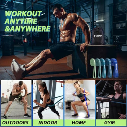 LEEKEY Resistance Bands for Pull Up Assist, Exercise & Workout Bands Set - color: 5-125LBS DARK BLUE