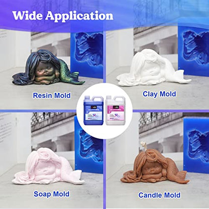 LET'S RESIN Silicone Mold Making Kit 30A,160oz Mold Making Silicone Rubber | 10Lbs Durable Fast Cure Platinum Cured Silicon, Self-Degassing Molding Silicon, Ideal for DIY Resin Molds - size: Large