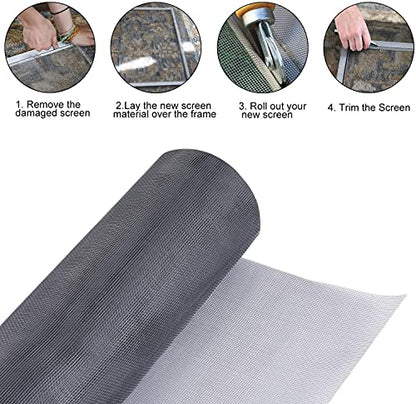 Fiberglass Window Screen Roll 84" x 100' Continuous Roll UV Protection Install and Repair Door and Window Screen(84" x 100', Black) - color: Black, size: 84" x 100'
