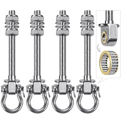 SELEWARE 4 Pcs Stainless Steel Bearing Swing Hangers Heavy Duty Swing Hooks | 5" x M2/5" Swing Bolt for Wood and Steel Beam, Swing Sets Hardware for Hammock, Yoga, Porch Swing, Heavy Bag, 1500LB Capacity - color: 4 Pack Bearing Hangers (5" X M2/5" Threade