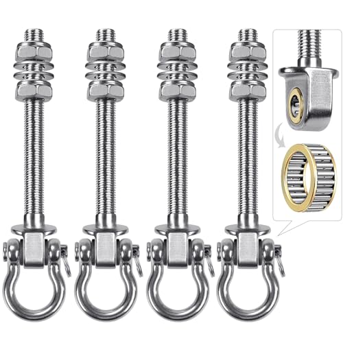 SELEWARE 4 Pcs Stainless Steel Bearing Swing Hangers Heavy Duty Swing Hooks - color: 4 Pack Bearing Hangers (5" X M2/5" Threaded Rod)
