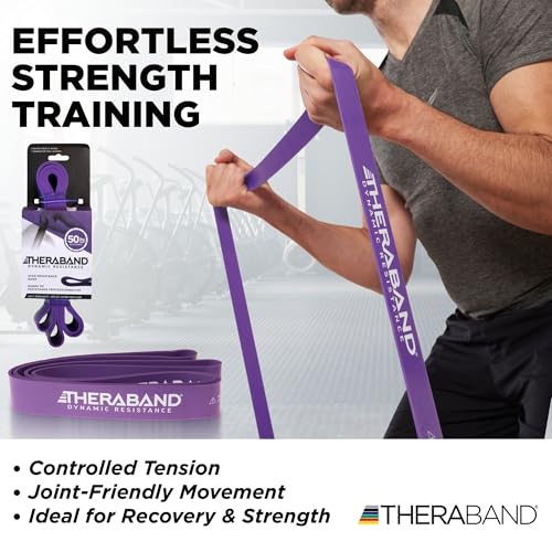 THERABAND Resistance Band Loop, Exercise, Workout, Physical Therapy, Purple | Elastic resistance band for exercise, strength training, stretching and physical therapy - size: X-Heavy (50 lbs)