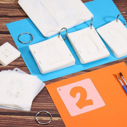 PATIKIL 1.5" Letter Number Stencils, 66Pcs Square Interlock Reusable Letter and Number Stencil Templates for Painting on Wall Wood Fabric Signage, Uppercase & Lowercase Letter Styles - size: 1.5 Inch