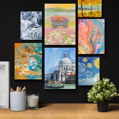 Conda Black Canvas Panels Multi Size Pack - Acid-Free Primed Surface for Oil Acrylic Watercolor Painting (11x14 9x12 8x10 5x7, 12-Pack) - size: Multi-Size