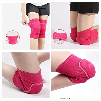 Soft Kneepads Cotton Volleyball Tennis 1 Pair-Women Pole Dance Yoga Knee Protector Guards for Athletic Use Adult Cycling Gym Workout Exercise Skating Knee Brace Support With Sponge (Rose, S)