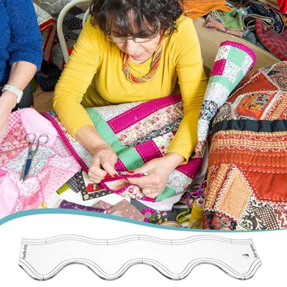 Sinload 5 Pcs Quilting Ruler and Templates 10.24 Inches Waves Ruler Acrylic Quilting Templates for Machine Quilting Free Motion Quilting Stencils Wavelengths Sewing Rulers for Patchwork Splicing