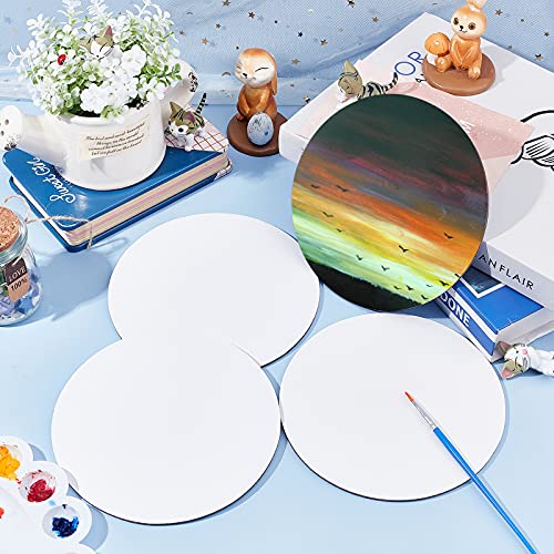 NBEADS 12 Pcs Round Painting Canvas Panels, 5.9x5.9inch Blank Canvas Drawing Boards for Oil & Acrylic Painting Students Artist Hobby Painters and Beginners, 5.9inch in Diameter - size: L.W: 5.9"×5.9"/Thi: 0.1"-Round