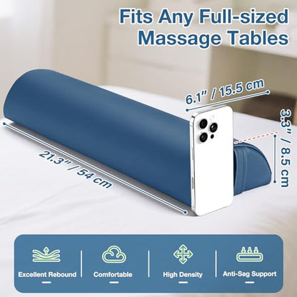 Semi-Round Massage Bolster, 21x6x3 in Half Moon Lower Back Support Pillow - color: Medium Blue - 21x6x3 in - Pu Leather