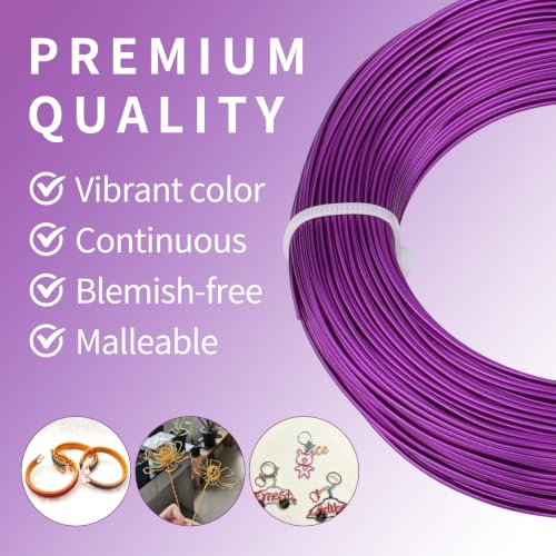 18 Gauge Aluminum Craft Wire, 164FT 1mm Bendable Metal Wire for Jewelry Making, Wreath Making, Beading(Purple) - color: Purple