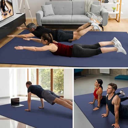 GymCope Large Exercise Mat for Home Workouts, 12x6/10x6/9x6/8x6/7x5/6x4 ft - color: 6'*4'Navy Blue