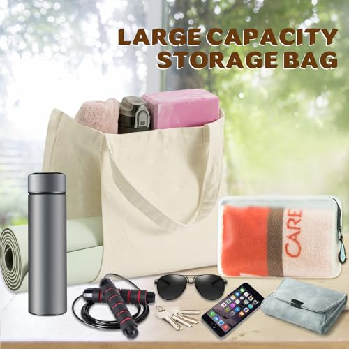 Yoga Mat Carrier, Gym Bag With Yoga Mat Holder, Women Canvas Tote With Shoulder Strap For Pilates, Travel, Office, Sports, Workout And Beach – Inner Zippered Pocket, Fits Standard And Small Mats - color: Off Whtie