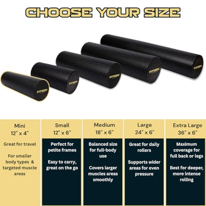 Fitizen Foam Roller – Muscle Massage Rehab Stiff Back Pain Physical Therapy Deep Tissue Firm Exercise Equipment Home Gym Stress Yoga Pilates for The Fit Citizen by FitNation - style: Mini - 12 x 4 Inches
