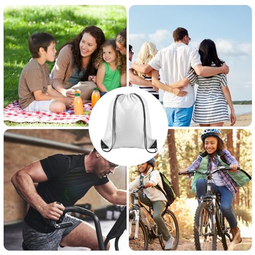 KUUQA 12 Pcs White Drawstring Backpack Bags - color: White