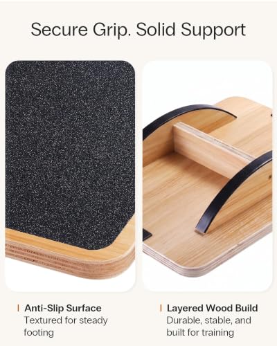 StrongTek Wooden Balance Board, Basic Rocker or Advanced 360° Wobble - color: Standard-Basic