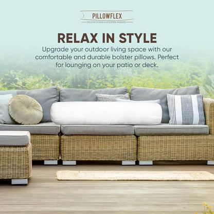 Pillowflex White Bolster Pillow Insert 8x28 in - Soft White Decorative Sham - size: 8 Inch by 28 Inch