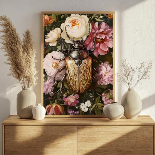 Bettle Paint by Numbers Kit for Adults, 16x20 inch | DIY Painting Kits Crafts for Adults, Relieve Stress, Gift, Home Wall Decor - color: Beetle