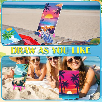 Blosssound 10 Set Pre Printed Canvas Pre Drawn Canvas Painting with Easel Kits 5" x 7" Outline Painting Panels for Beginners, DIY Craft Project, Party Favor, Home Decors(Landscape) - style: Landscape