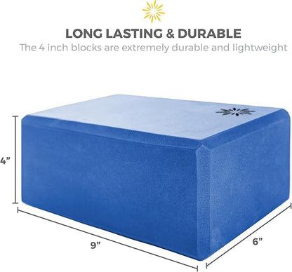 Bulk 4in Foam Yoga Blocks, 10 Pack - color: Blue