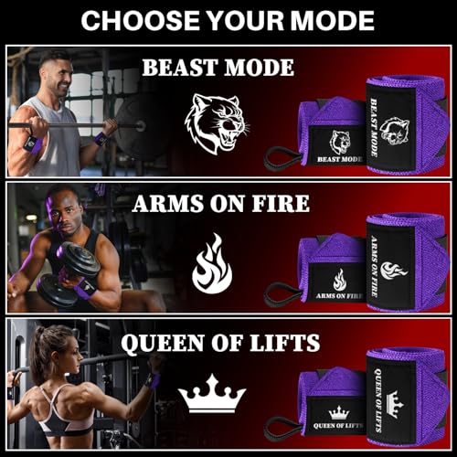 TECEUM Elastic Cotton Weightlifting Wrist Wraps with Thumb Loops, 1 Pair - color: Purple, style: 12" – Queen of Lifts